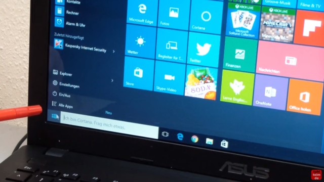 Bios starten Windows 10 - Notebook - ins UEFI BIOS gelangen - unten in der Startleiste auf das Windows Logo klicken