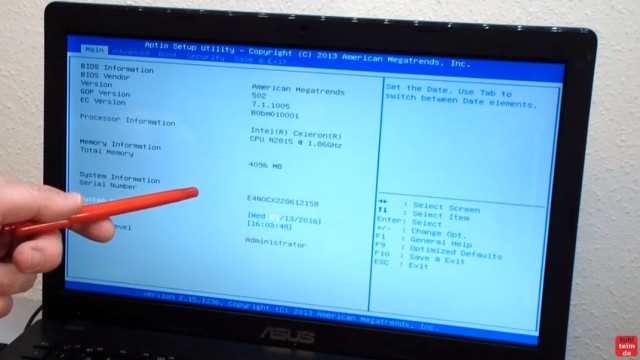 Bios starten Windows 10 - Notebook - ins UEFI BIOS gelangen - jetzt erscheint das UEFI-Bios (= Firmwareeinstellungen) des Notebooks oder PCs