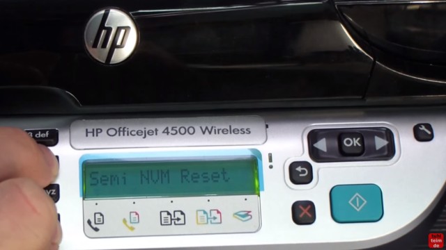 HP OfficeJet 4500 Reset - Factory - Drucker zurücksetzen - auf dem Display werden verschiedene Meldungen angezeigt - Semi NVM Reset