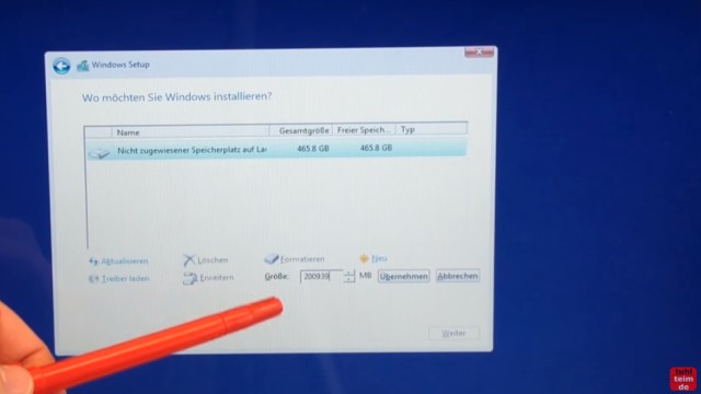 Windows 10 Festplatte SSD - Partitionen löschen - formatieren - neu anlegen - eigene Partition C: mit "Neu" erstellen