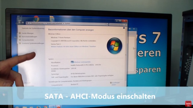 Windows 7 für SSD optimieren und einstellen - Win7 schneller machen und Platz sparen - 1. SATA-AHCI Modus einschalten wenn möglich