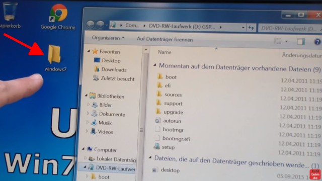 Windows 7 - bootbaren USB-Stick mit Windows 7 DVD oder ISO erstellen und bootfähig machen - neuen Ordner erstellen