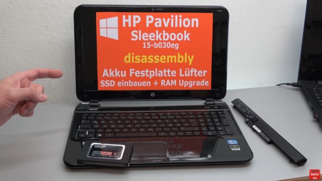 HP Pavilion Sleekbook 15 Notebook öffnen HDD SSD RAM Lüfter CMOS tauschen - mit SSD aufrüsten