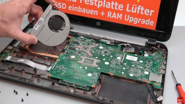 HP Pavilion Sleekbook 15 Notebook öffnen HDD SSD RAM Lüfter CMOS tauschen - Lüfter austauschen