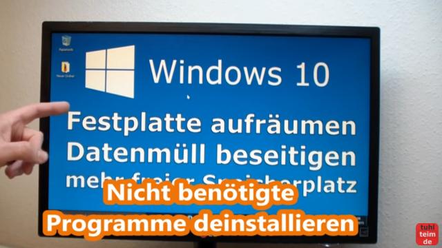 Windows 10 Festplatte aufräumen säubern Datenmüll beseitigen Windows schneller machen - nicht mehr benötigte Programme deinstallieren