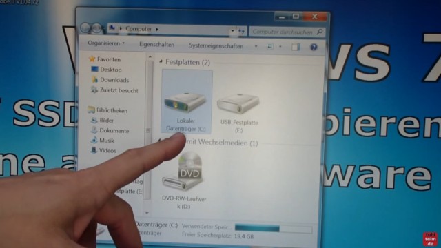 Windows 7 Festplatte auf SSD oder HDD klonen ohne Extrasoftware - die externe USB-HDD wurde erkannt