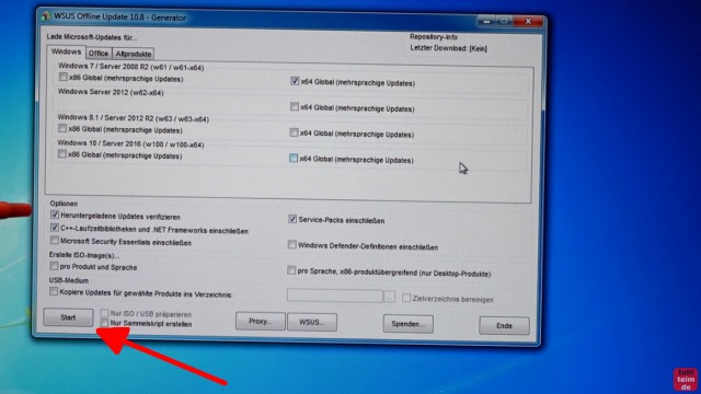 Windows 7 Update funktioniert nicht - Win7 neu installieren + Update-Problem lösen - WSUS Offline Update starten und Updates runterladen