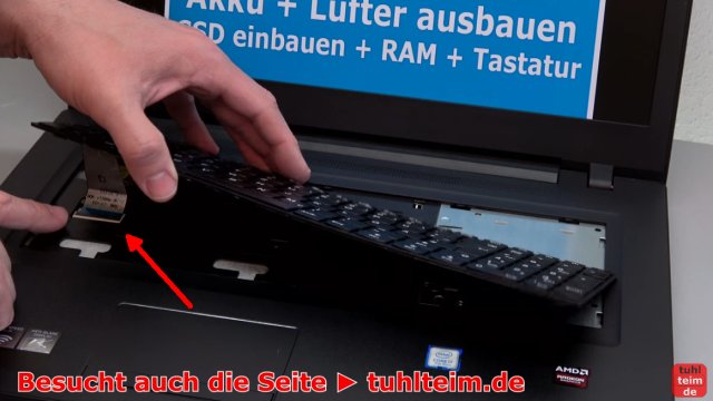 Lenovo V110 Notebook öffnen - Akku SSD Lüfter Tastatur wechseln - Tastaturkabel entfernen