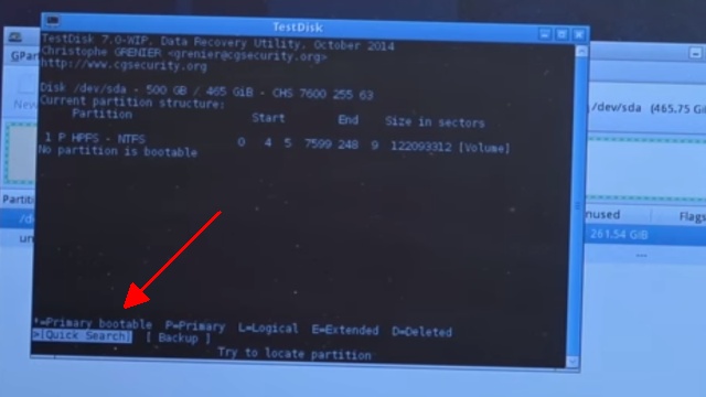 Notebook Bildschirm bleibt schwarz oder geht aus - Ursache: HDD defekt - TestDisk testet mit QuickSearch