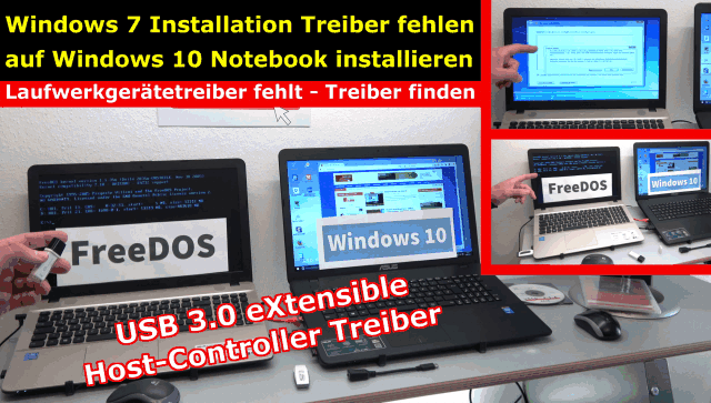 Windows 7 Treiberproblem xHCI auf neuem Windows 10 FreeDos Notebook installieren