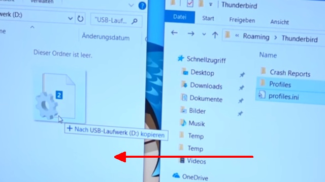 Thunderbird Profil kopieren - Backup auf USB-Stick - Emails und Konto sichern - Profiles und profiles.ini kopieren