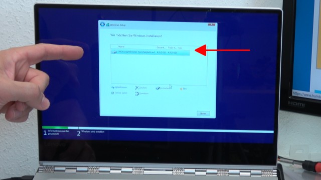 Lenovo Yoga Notebook UEFI Bios einstellen - Windows 10 installieren von USB-Stick - SATA-Controller mit AHCI: SSD wird gefunden