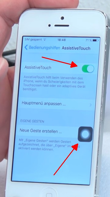 iPhone Knöpfe funktionieren nicht - Home Button + Lautstärke + Ein-Schalter per Software - "Assistive Touch" aktivieren
