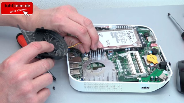 Acer Aspire Revo mini PC öffnen + Festplatte SSD ausbauen | Lüfter RAM CMOS - Lüfter ausbauen