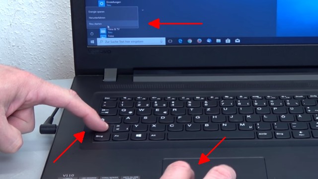 Lenovo Notebook BIOS starten - aufrufen mit Büroklammer - BIOS starten mit Windows 10 "Shift" + "Neustart"