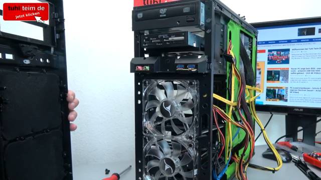 PC Kabel Management - Computer neu verkabeln und Kabel sauber verlegen verstecken - Gehäuselüfter anschließen