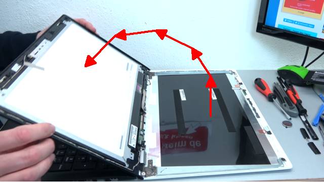 Lenovo Yoga kaum benutzt schon kaputt - Notebook öffnen Akku RAM CMOS Display wechseln - Touchscreen-Display nach oben umklappen