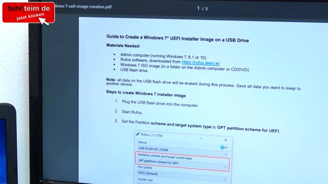 Neue Notebooks Windows 7 inkompatibel - Installation hängt - Laptop nur Windows 10 kompatibel - Guide to Create a Windows 7 UEFI Installaler Image USB Drive