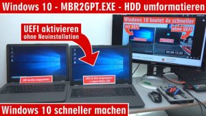 Windows 10 - mbr2gpt.exe - Windows 10 schneller machen - HDD SSD umformatieren