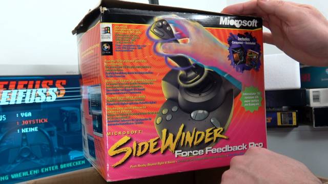 Microsoft Sidewinder Joysticks Force Feedback aus den 90ern mit Gameport - Test - Installation - Sidewinder Force Feedback Pro in Originalverpackung