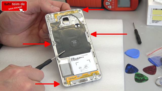 Samsung Galaxy A5 öffnen - Akku wechseln - Akku schnell leer und heiß - alle Schrauben entfernen