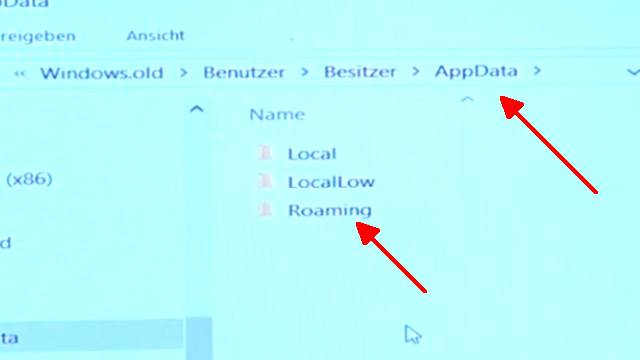 Windows 10 neu installieren ohne Datenverlust - alte Daten behalten - Emails Dokumente - versteckter Ordner "appdata" der alten Installation