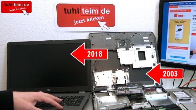 Notebooks aufgeschraubt - Früher gegen Heute - Heizung gegen HighTech - Laptop 2018 gegen 2003