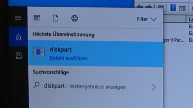 Windows 10 Laufwerk D ist voll - neuer Laufwerksbuchstabe nach Update - Diskpart starten