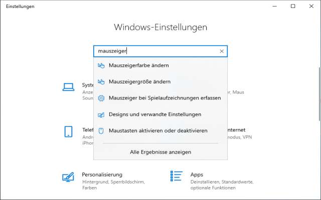 Windows 10 Mauszeiger ändern - Windows Einstellungen