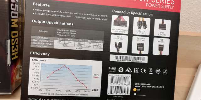 Thermaltake Smart RGB 600W Netzteil 80Plus 2x PCIe