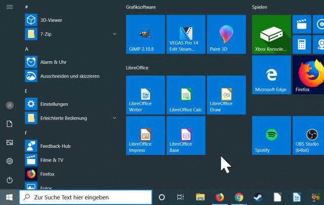 Ordner in Start in Windows 10 erstellen