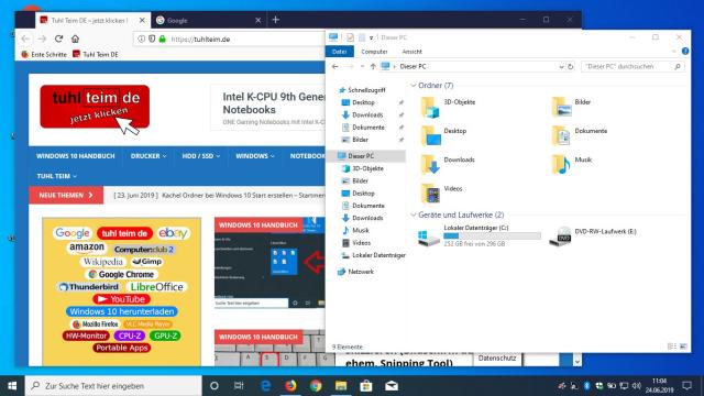 Windows 10 Desktop - wird durch Fenster blockiert