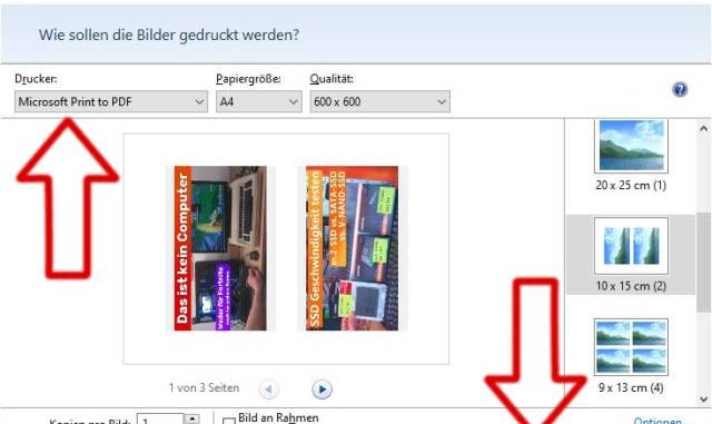 Windows 10 - JPG to PDF - Bilder drucken