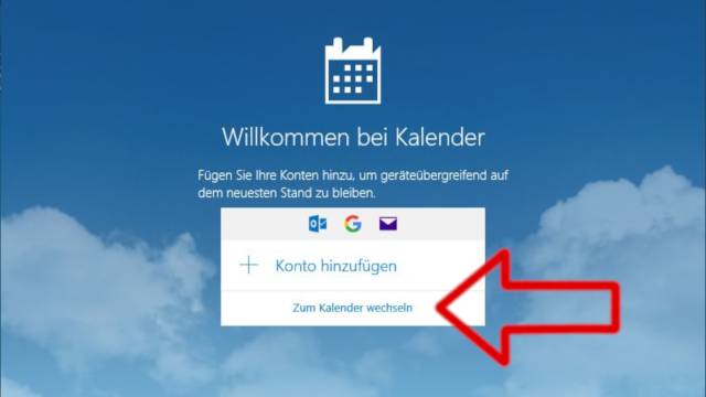 Windows 10 Kalender App starten - Konto hinzufügen