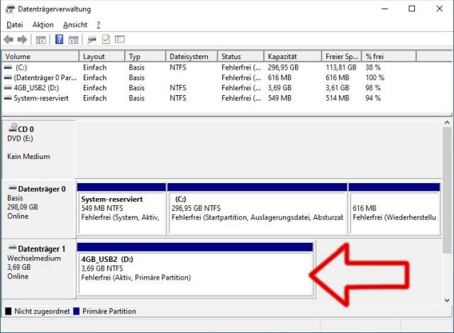 USB-Stick NTFS FAT32 umwandeln formatieren - Datenträgerverwaltung Wechselmedium