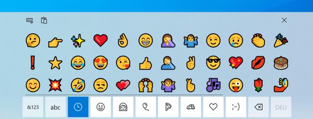 Windows 10 Bildschirmtastatur eingeblendet mit Emojis