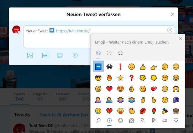 Windows 10 - Emojis per Tastenkombination einfügen - Twitter Tweet