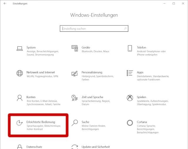 Windows 10 Farbfilter aktivieren und deaktivieren - Einstellungen erleichterte Bedienung