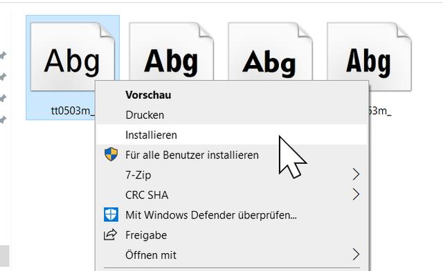 Windows 10 neuen Zeichensatz installieren