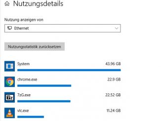 Windows 10 - Netzwerkeinstellungen und Datennutzung - Nutzungsdetails