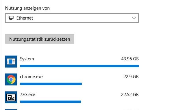 Windows 10 - Netzwerkeinstellungen und Datennutzung - Nutzungsdetails