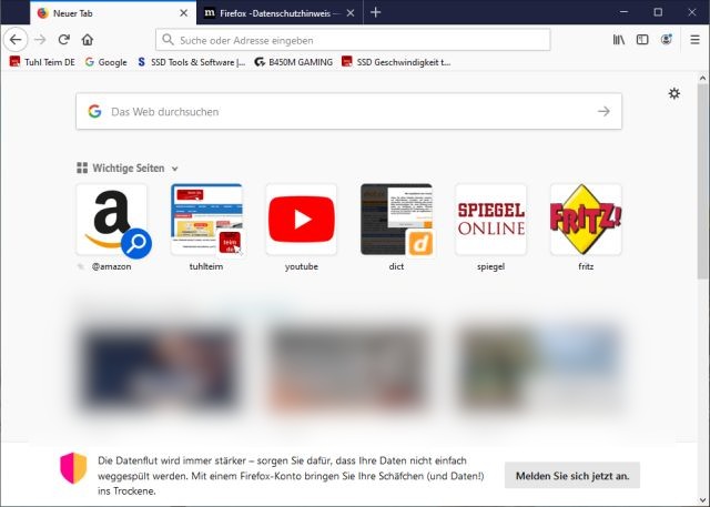 Firefox Browser - bereinigt und zurückgesetzt - fertig