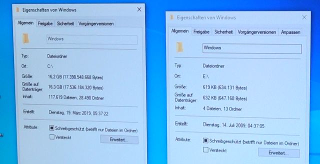 Windows 10 Bluescreen - Windows-Verzeichnis auf defekter Festplatte ist fast leer
