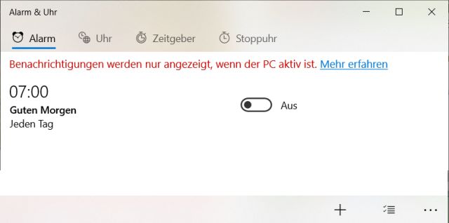 Windows 10 Alarm - Uhr + Stoppuhr + Zeitgeber = Countdown