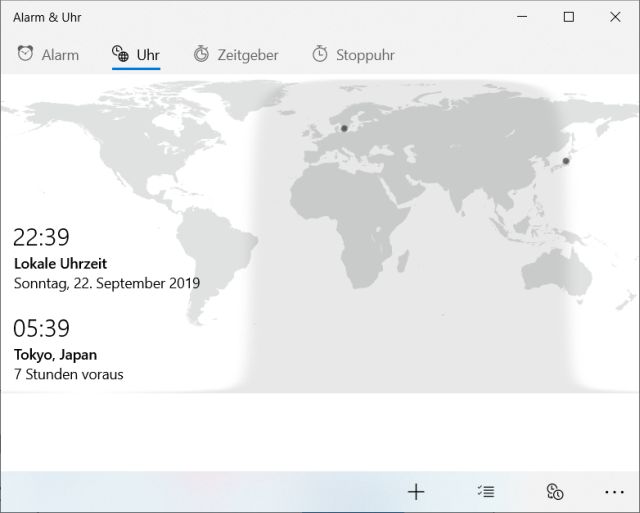 Windows 10 Alarm & Uhr - Weltzeit anzeigen - Ort hinzufügen