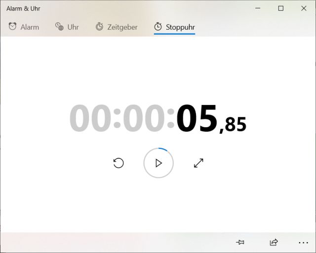 Windows 10 Alarm & Uhr - Stoppuhr starten