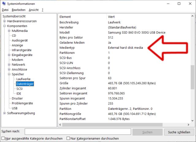 Windows 10 - Systeminformationen anzeigen und prüfen - Festplatten und SSDs