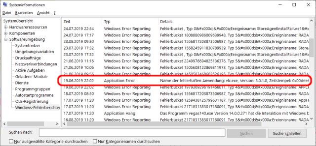 Windows 10 - Systeminformationen anzeigen - Windows-Fehlerberichterstattung