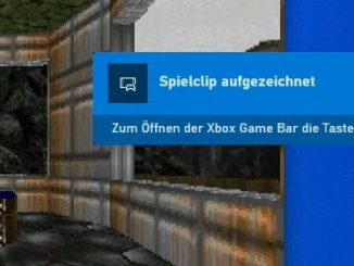 Windows 10 XBox Game Bar - Game Mode - Spielclip aufgezeichnet