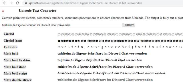 Discord Chat Schrift ändern - Unicode Text Converter Online Converter